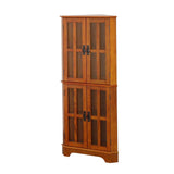 Coreosis Golden Brown 4-Shelf Corner Curio Cabinet