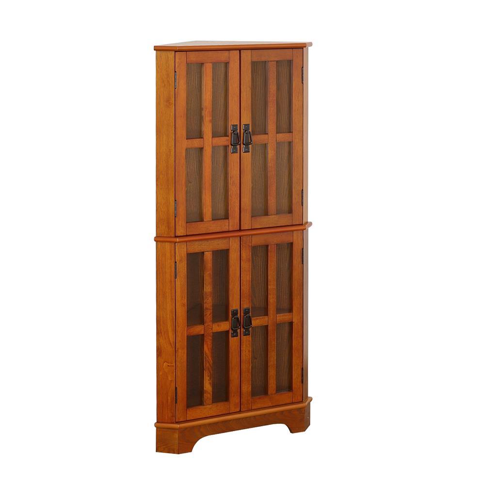 Coreosis Golden Brown 4-Shelf Corner Curio Cabinet by Coaster at Eve Furniture