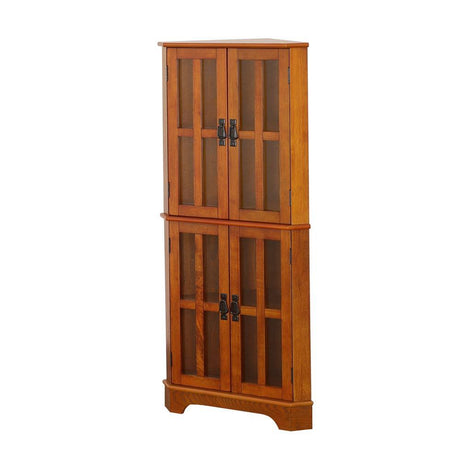 Coreosis Golden Brown 4-Shelf Corner Curio Cabinet by Coaster at Eve Furniture