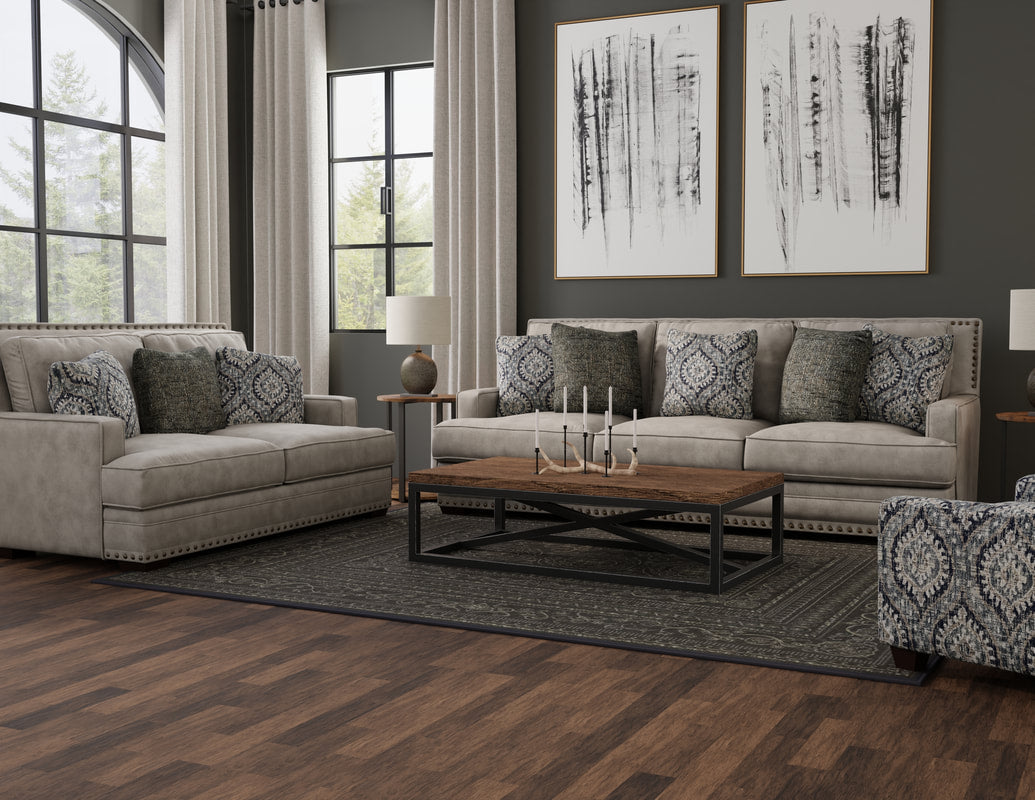 Corinthian Antelope Dove Sofa & Loveseat by Happy Homes at Eve Furniture