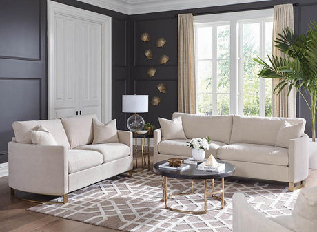 Corliss Beige 2-piece Upholstered Arched Arm Sofa Set by Coaster at Eve Furniture