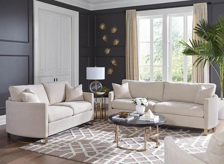 Corliss Beige 2-piece Upholstered Arched Arm Sofa Set by Coaster at Eve Furniture