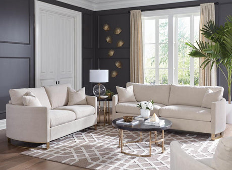 Corliss Beige 2-piece Upholstered Arched Arm Sofa Set by Coaster at Eve Furniture