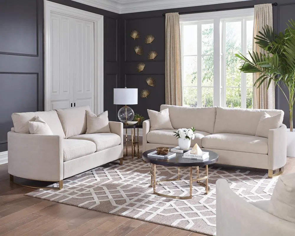 Corliss Beige 3-piece Upholstered Arched Arm Sofa Set by Coaster at Eve Furniture