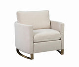 Corliss Beige Upholstered Arched Arms Chair by Coaster at Eve Furniture