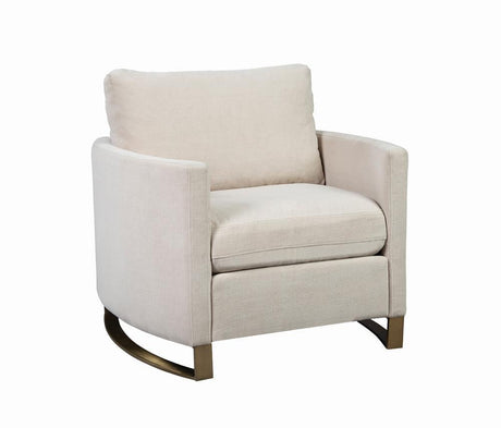 Corliss Beige Upholstered Arched Arms Chair by Coaster at Eve Furniture
