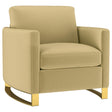 Corliss Camel Velvet Curved Track Arm Chair by Coaster at Eve Furniture
