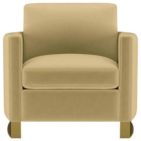 Corliss Camel Velvet Curved Track Arm Chair by Coaster at Eve Furniture
