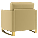 Corliss Camel Velvet Curved Track Arm Chair by Coaster at Eve Furniture