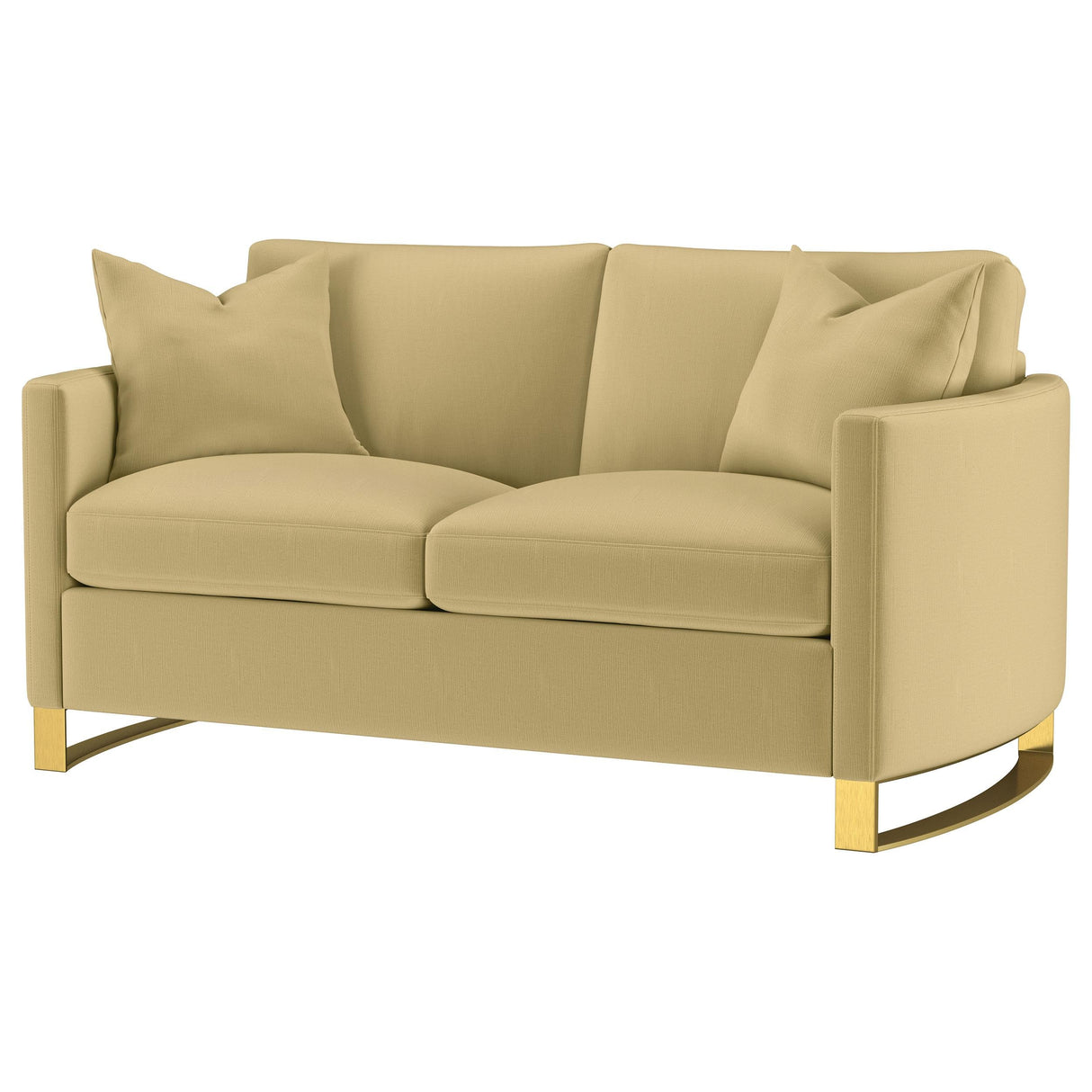 Corliss Camel Velvet Curved Track Arm Loveseat by Coaster at Eve Furniture