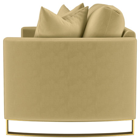 Corliss Camel Velvet Curved Track Arm Loveseat by Coaster at Eve Furniture