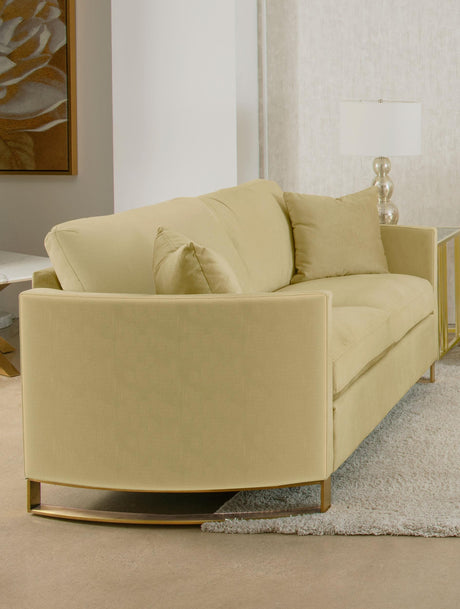 Corliss Camel Velvet Curved Track Arm Loveseat by Coaster at Eve Furniture