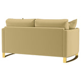 Corliss Camel Velvet Curved Track Arm Loveseat by Coaster at Eve Furniture