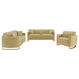 Corliss Camel Velvet Upholstered 3-Piece Living Room Set by Coaster at Eve Furniture