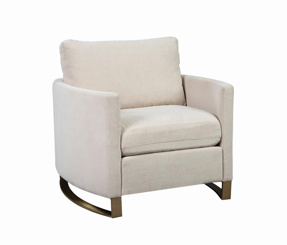 Corliss Beige Upholstered Arched Arms Chair