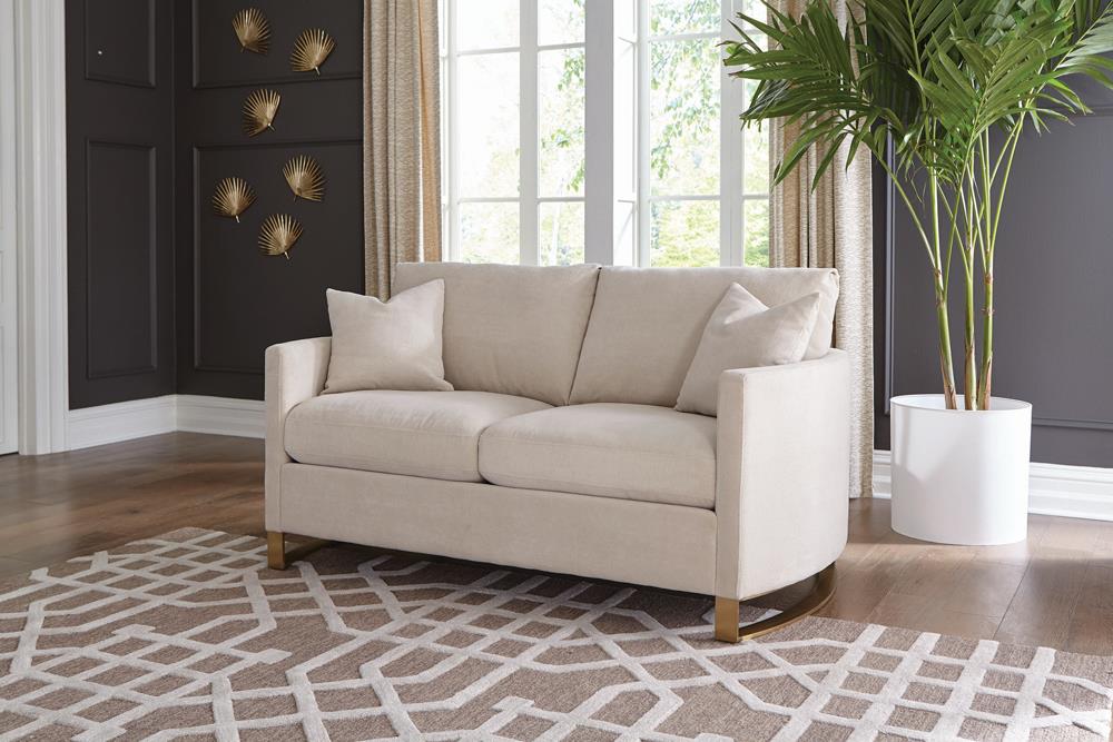 Corliss Upholstered Arched Arms Loveseat Beige