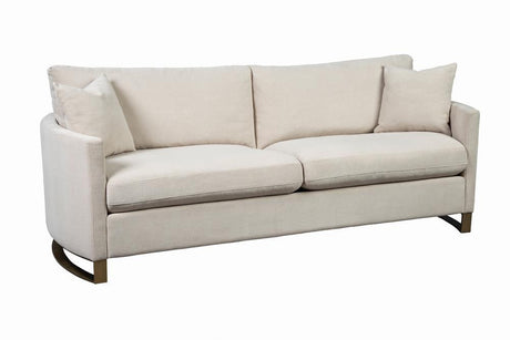 Corliss Upholstered Curved Track Arm Sofa Beige by Coaster at Eve Furniture