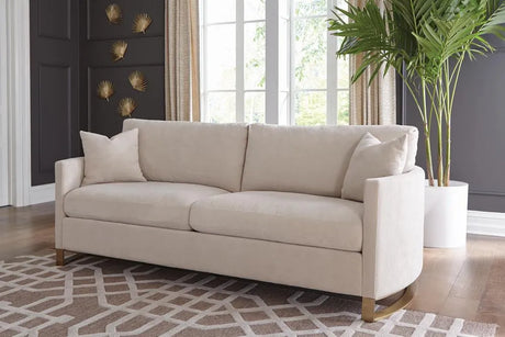Corliss Upholstered Curved Track Arm Sofa Beige by Coaster at Eve Furniture