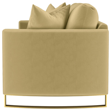 Corliss Upholstered Curved Track Arm Sofa Camel by Coaster at Eve Furniture