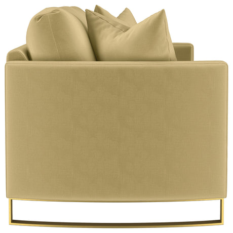 Corliss Upholstered Curved Track Arm Sofa Camel by Coaster at Eve Furniture
