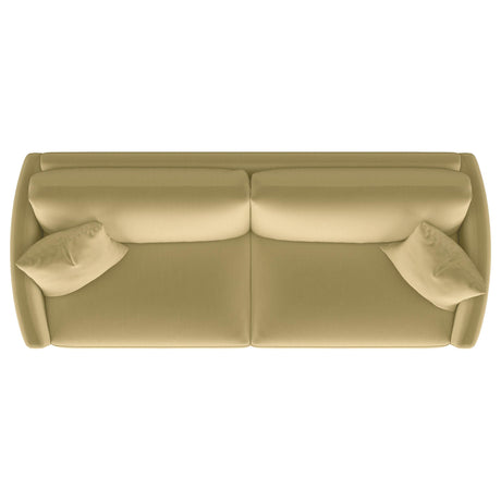 Corliss Upholstered Curved Track Arm Sofa Camel by Coaster at Eve Furniture