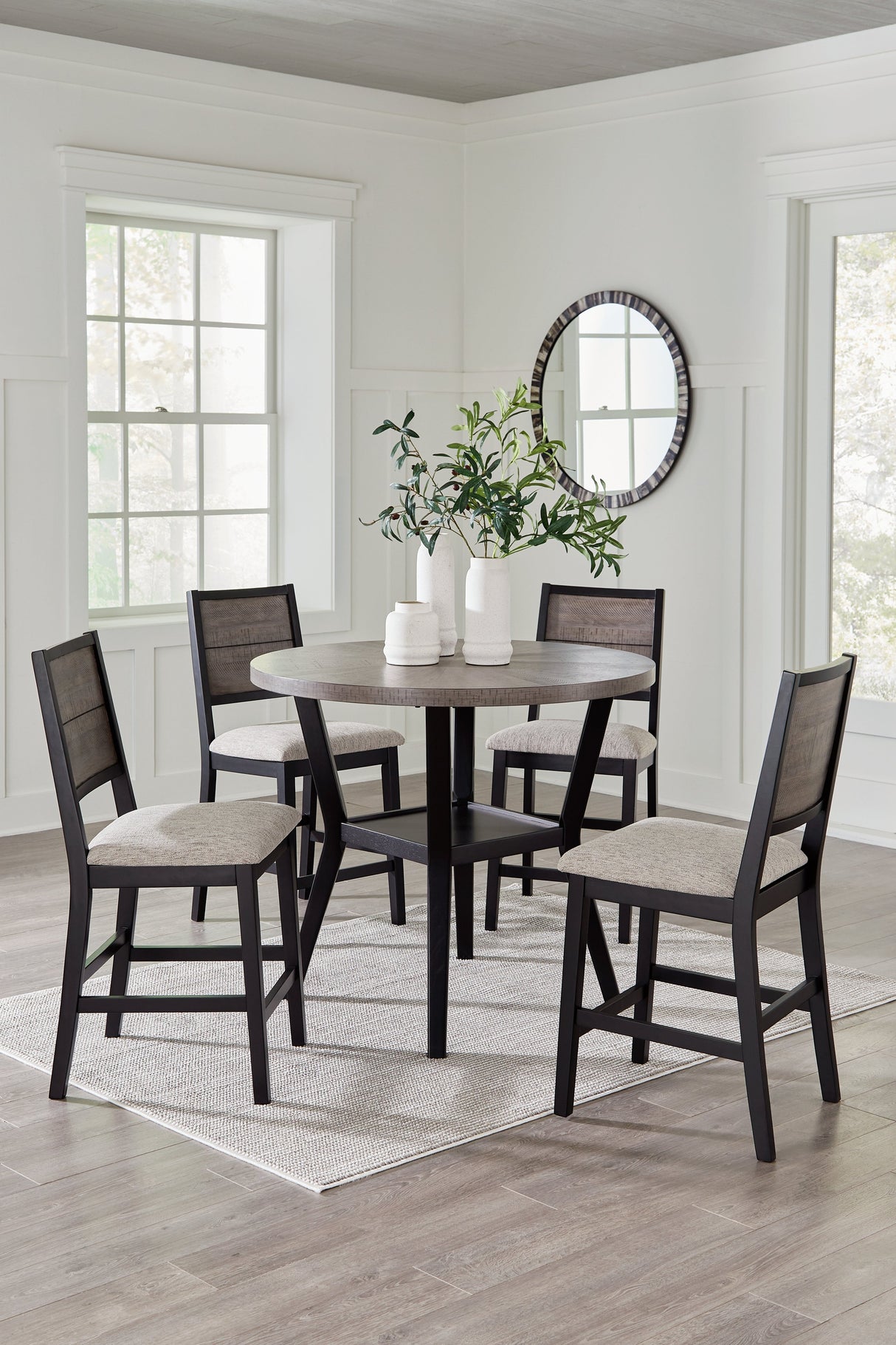 Corloda Black/Gray Counter Height Dining Table and 4 Barstools (Set of 5)