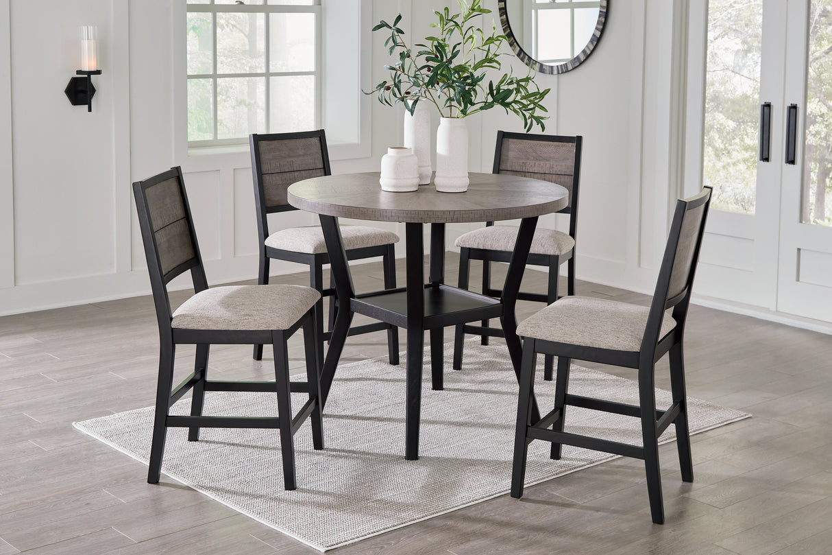 Corloda Black/Gray Counter Height Dining Table and 4 Barstools (Set of 5)