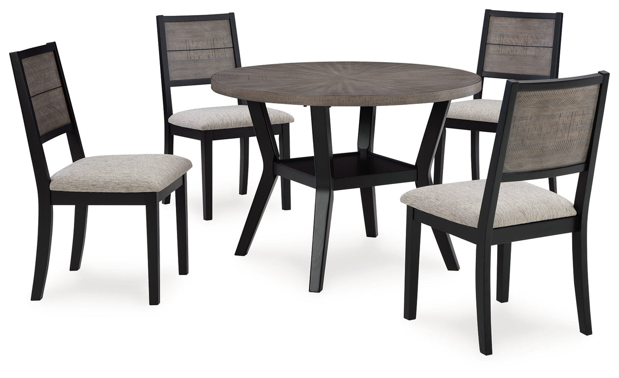 Corloda Black/Gray Dining Table and 4 Chairs (Set of 5)