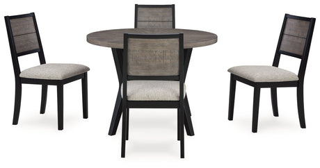 Corloda Black/Gray Dining Table and 4 Chairs (Set of 5)