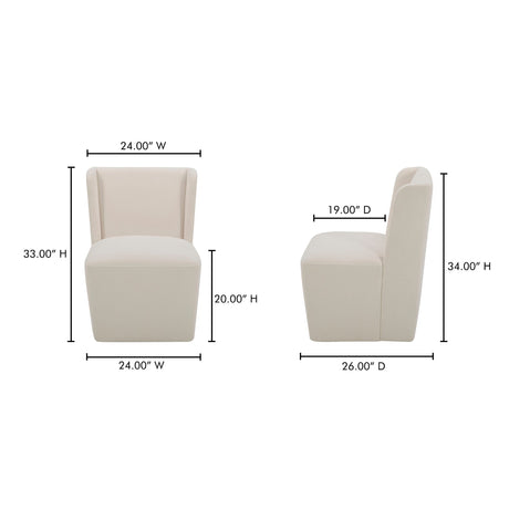 Cormac Cream Rolling Dining Chair by MOES at Eve Furniture