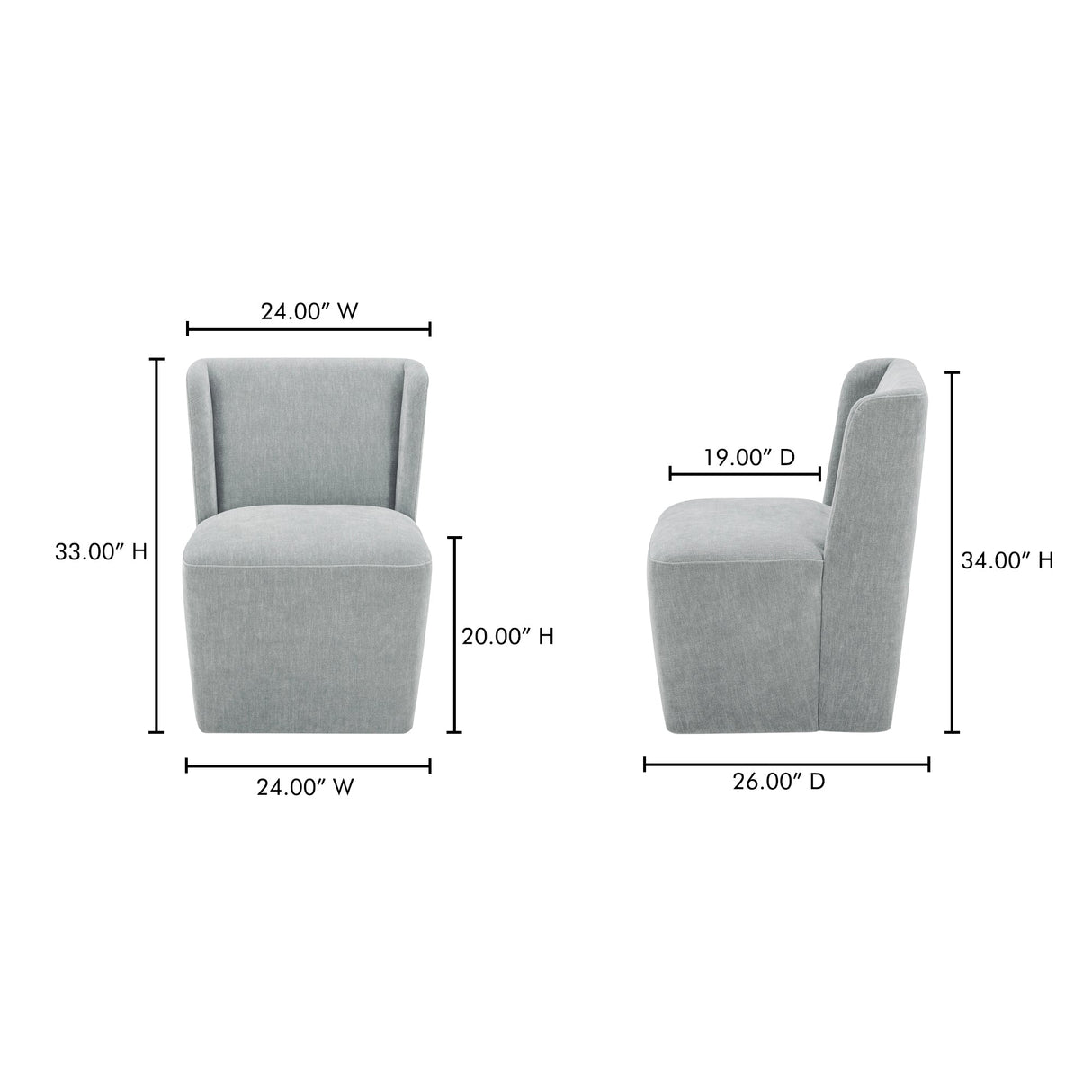 Cormac Slate Green Rolling Dining Chair by MOES at Eve Furniture