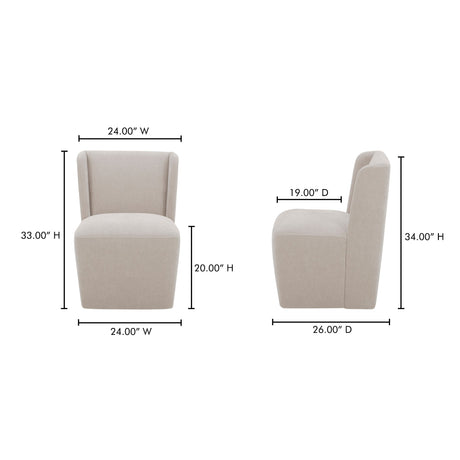 Cormac Warm Sand Rolling Dining Chair by MOES at Eve Furniture