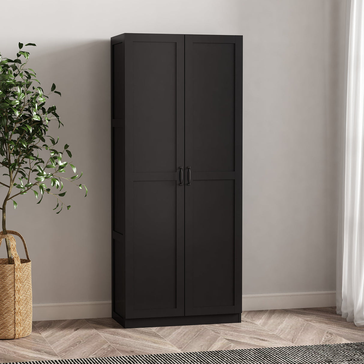 Cornelia Storage Closet 2.0 in Black by Manhattan Comfort at Eve Furniture
