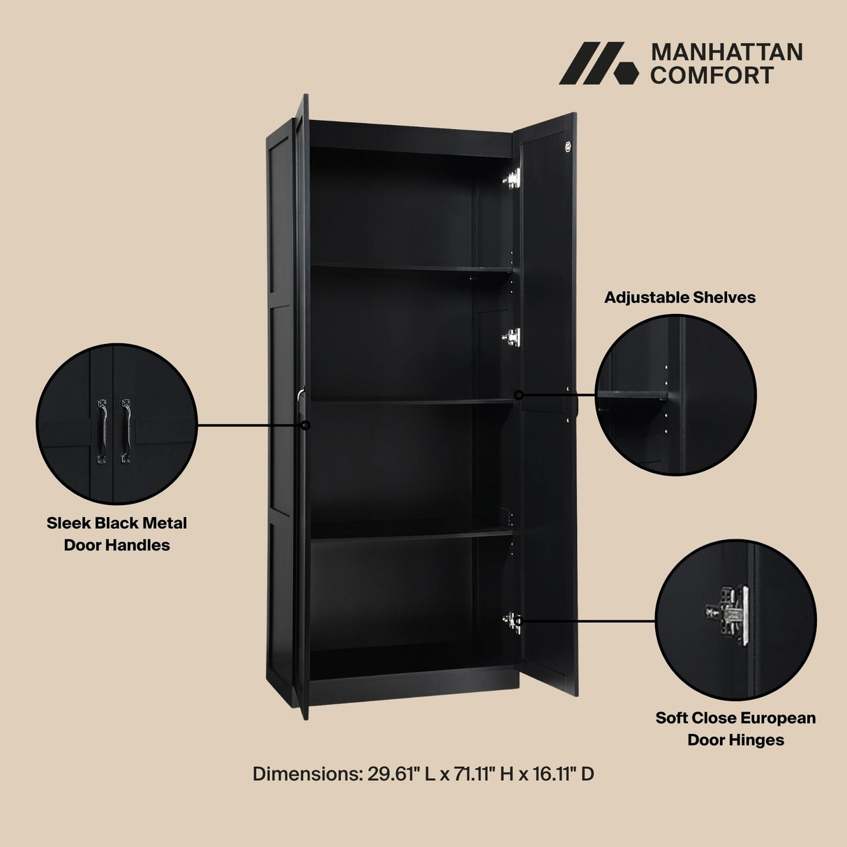 Cornelia Storage Closet 2.0 in Black (set of 2) by Manhattan Comfort at Eve Furniture