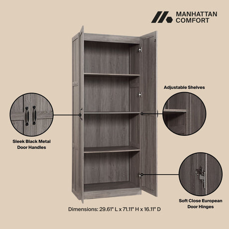 Cornelia Storage Closet 2.0 in Grey (set of 2) by Manhattan Comfort at Eve Furniture