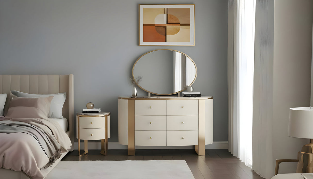 Cornina Cream Dresser and Mirror by New Era Innovations at Eve Furniture