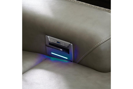 Correze 3-Piece Dual Power Leather Reclining Modular Sectional by Ashley at Eve Furniture