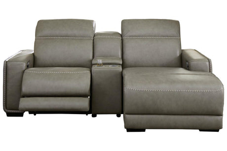 Correze 3-Piece Dual Power Leather Reclining Modular Sectional by Ashley at Eve Furniture