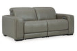 Correze Gray 2-Piece Power Reclining Sectional Loveseat by Ashley at Eve Furniture