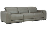 Correze Gray 3-Piece Dual Power Leather Reclining Modular Sofa by Ashley at Eve Furniture