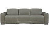 Correze Gray 3-Piece Dual Power Leather Reclining Modular Sofa by Ashley at Eve Furniture