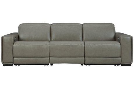 Correze Gray 3-Piece Dual Power Leather Reclining Modular Sofa by Ashley at Eve Furniture