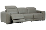 Correze Gray 3-Piece Dual Power Leather Reclining Modular Sofa by Ashley at Eve Furniture