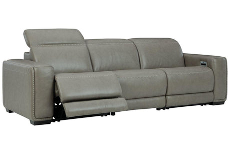 Correze Gray 3-Piece Dual Power Leather Reclining Modular Sofa by Ashley at Eve Furniture