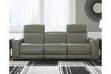 Correze Gray 3-Piece Dual Power Leather Reclining Modular Sofa by Ashley at Eve Furniture