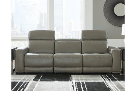 Correze Gray 3-Piece Dual Power Leather Reclining Modular Sofa by Ashley at Eve Furniture