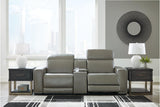 Correze Gray 3-Piece Power Reclining Sectional Loveseat by Ashley at Eve Furniture