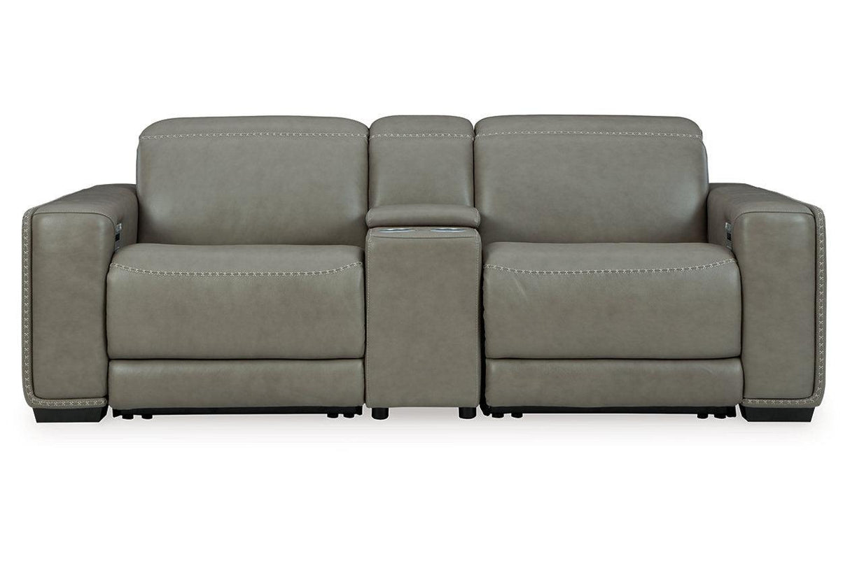 Correze Gray 3-Piece Power Reclining Sectional Loveseat by Ashley at Eve Furniture