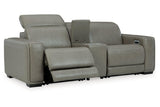 Correze Gray 3-Piece Power Reclining Sectional Loveseat by Ashley at Eve Furniture