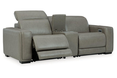 Correze Gray 3-Piece Power Reclining Sectional Loveseat by Ashley at Eve Furniture